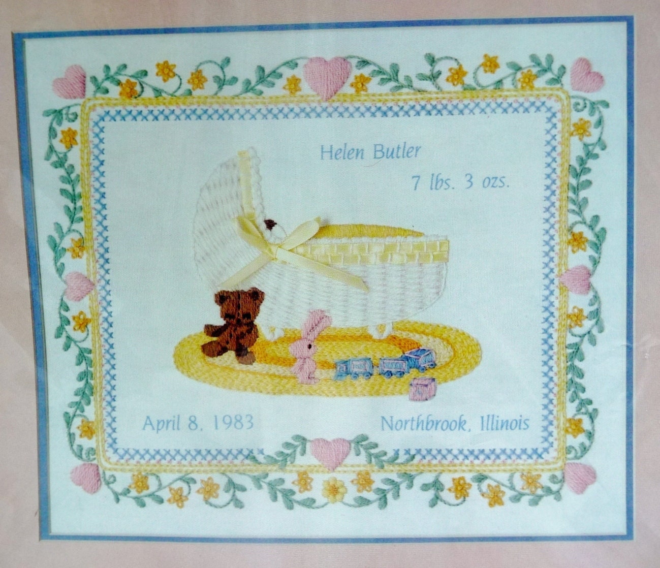 Vintage Embroidery Birth Announcement Kit by Something Special