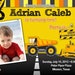Birthday Party Invitation - Construction for boy Photo- DIY Printable - Dump Truck Yellow