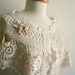 Wedding Wrap Capelet, Tea Dyed Naturel cotton, Bridal Shrug, Bolero, Upcycled Handcrocheted Vintage CoffeeTable Cloths and Lace