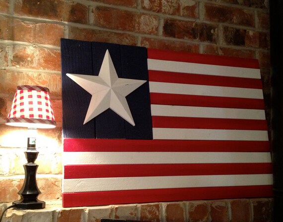 Items similar to Hand painted American flag with 3D star on Etsy