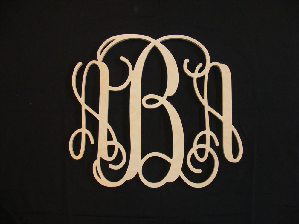 Wooden Monogram Unpainted Wood Monogram Wood Letters