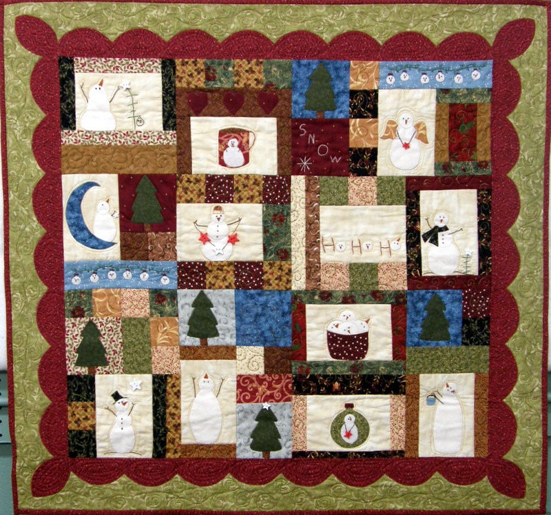 Winter Snowmen Quilted Wall Hanging