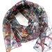 Vintage black lucid scarf with bright colorful neon feathers from 1980s Vintage accessory Gift for her
