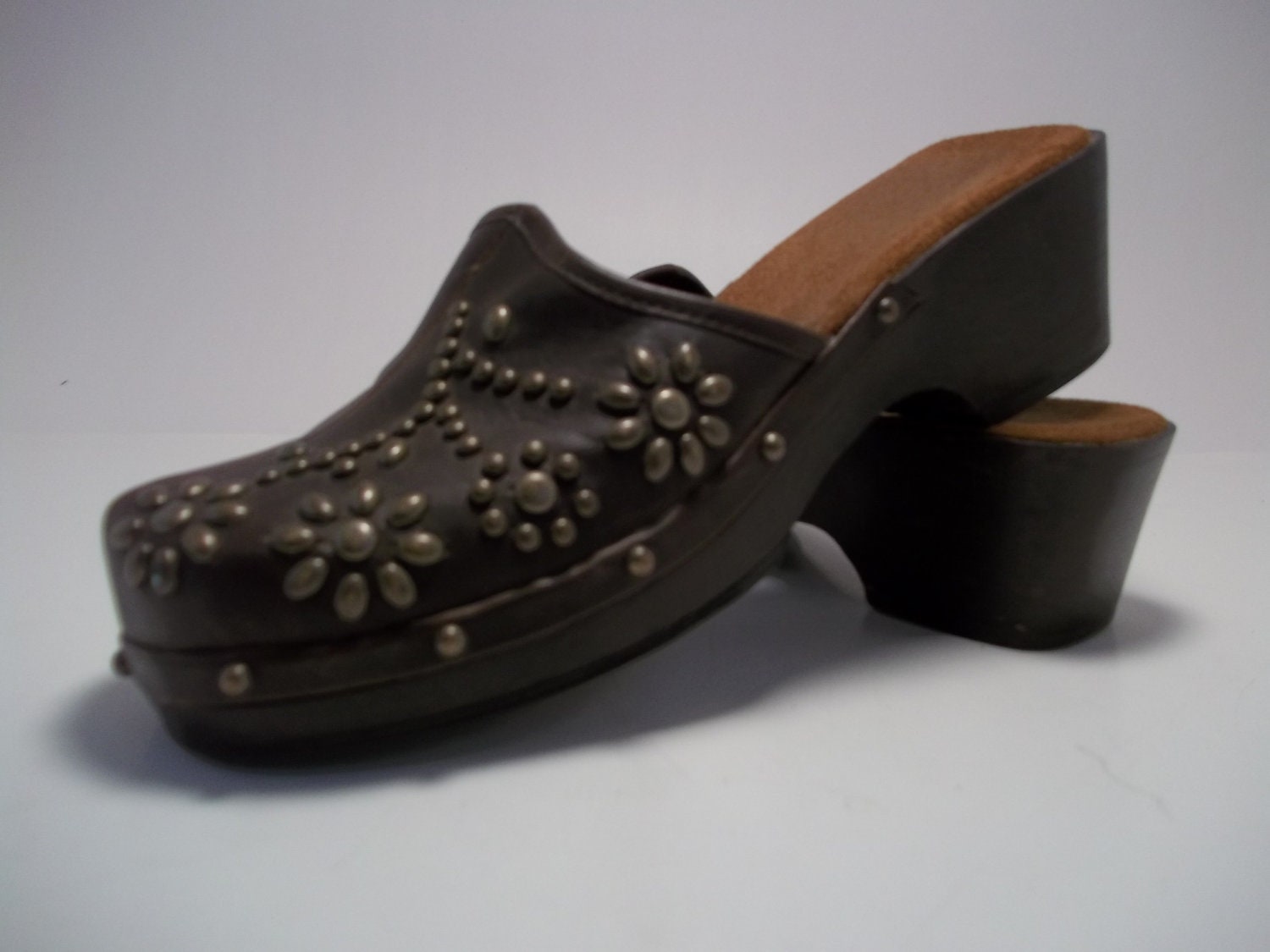 leather studded clogs
