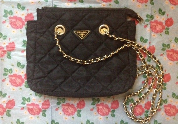 ON SALE Vintage Black Prada Quilted Handbag by ClairesFashionHub  