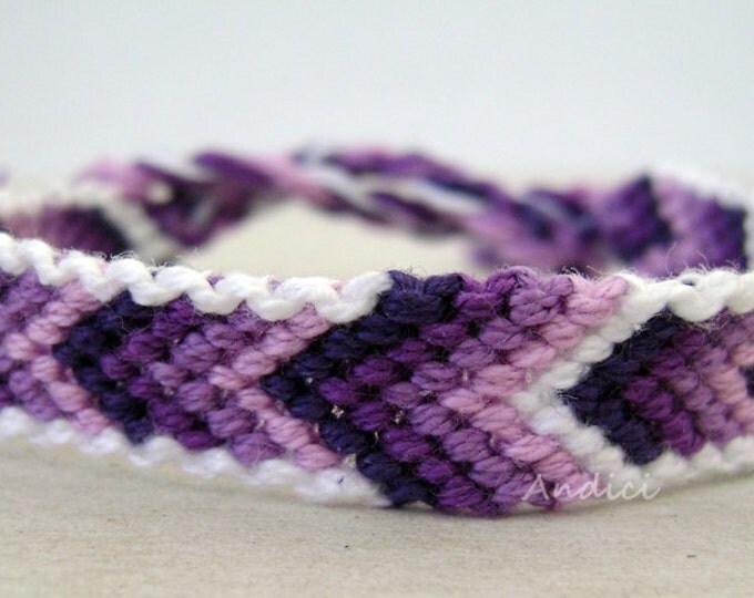 Knots for a Cause - Violet Ombre Arrow Chevron Macrame Knotted Friendship Bracelet Wristband Anklet