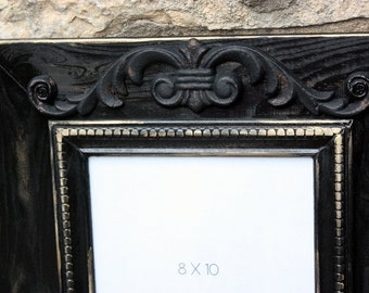 distressed classic black frames set of three gallery wall 11x14 metallic gold accent | iron scroll accent | picture frame wall |office decor