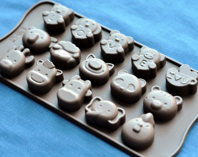 Silicone Chocolate Molds Mini Soap Ice Candy Molds - Adorable 15 Cavity