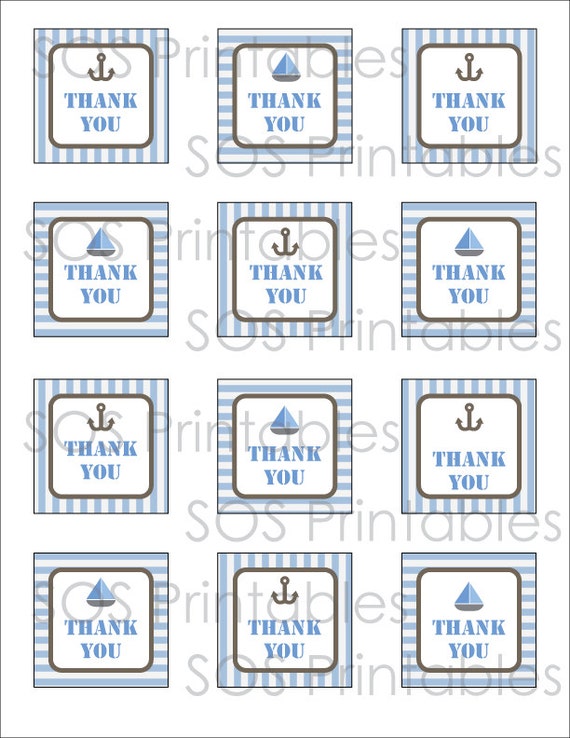 nautical thank you tags printable pdf instant download immediate