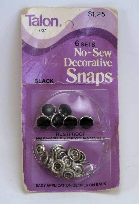 Talon NoSew Decorative Snaps Black 6 Sets in original pack