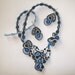 OOAK Soutache Jewelry Necklace Set Fantazy Night Sky Black Blue
