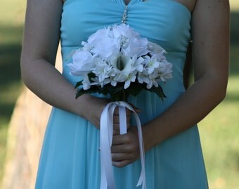 White Wedding Bouquet, White Bridal Bouquet, White Rose Bouquet, White Wedding, Stephanotis Bouquet, White Calla Lily Rose Bouquet