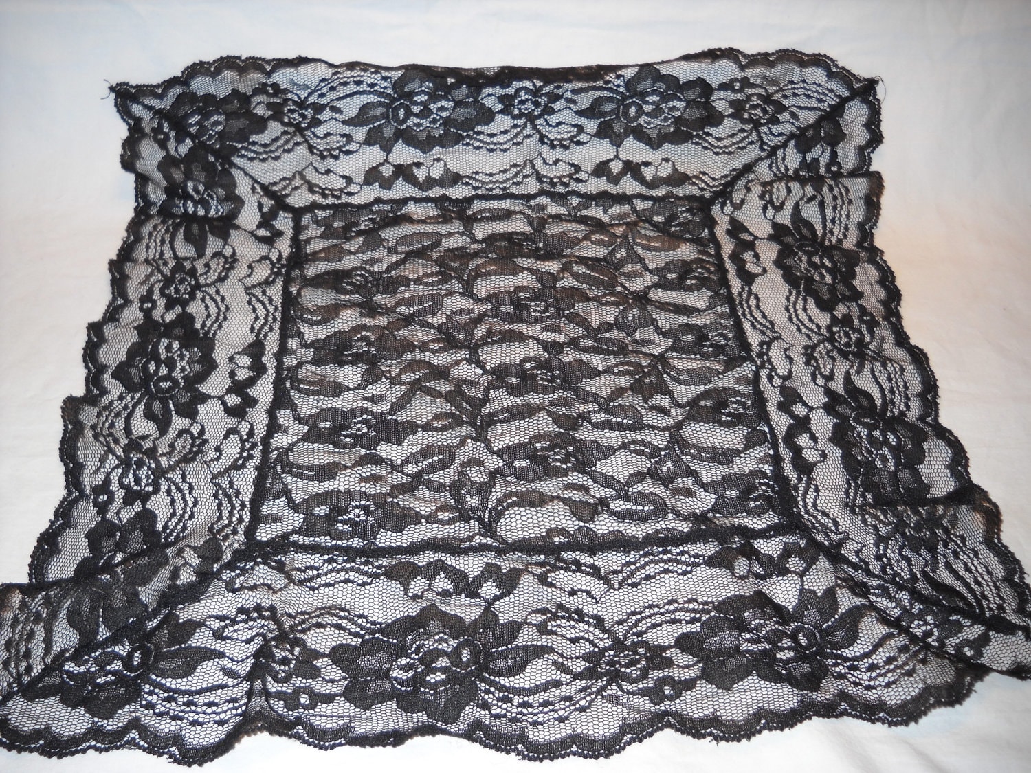 Ladies Large Black Lace Handkerchief