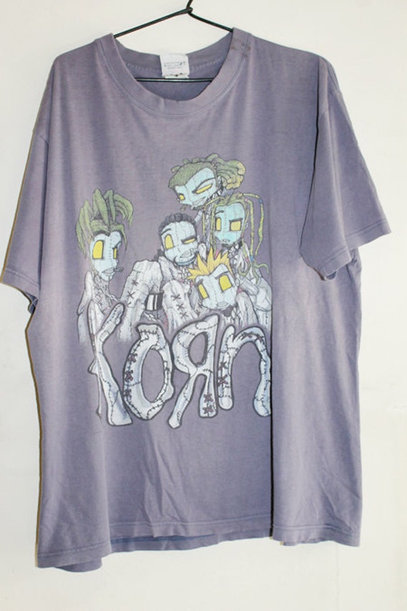 VINTAGE 90s Authentic Korn Band Tshirt. Blue/Grey Colour.