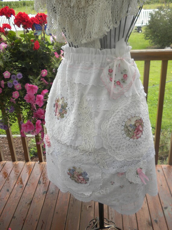 Pink and White Shabby Chic Apron
