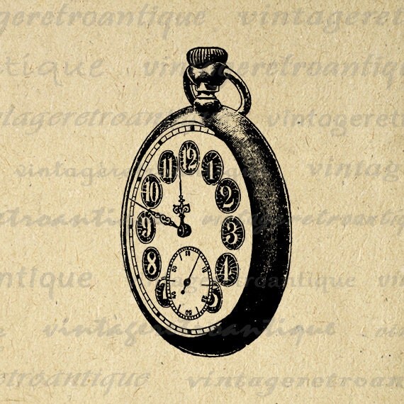 Printable Image Old Fashioned Pocket Watch by VintageRetroAntique