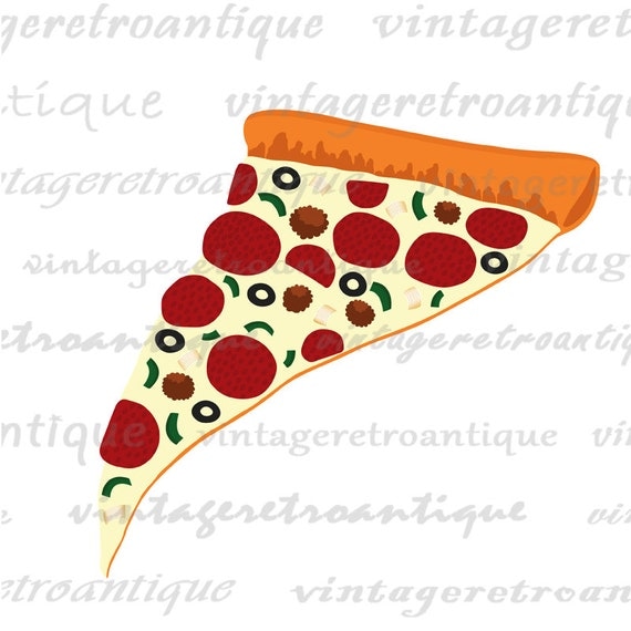 Printable Slice of Pizza Image Digital Color Illustration Graphic ...