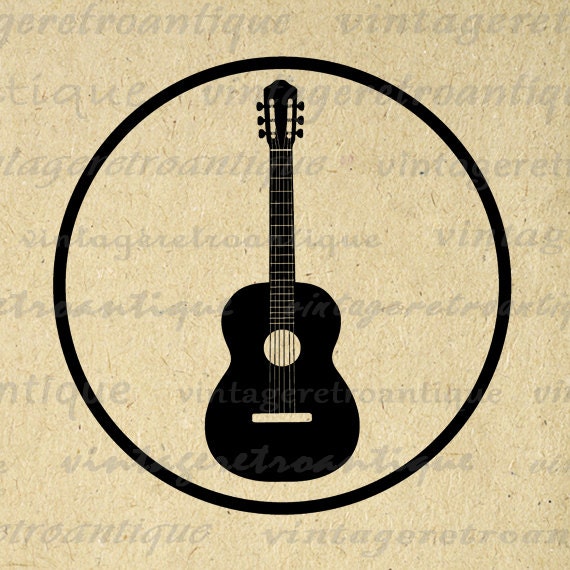 Acoustic Guitar Digital Printable Download by VintageRetroAntique