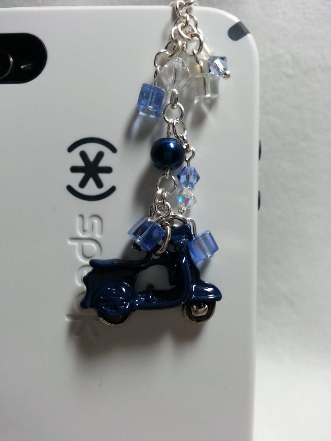 Blue Scooter Dust Plug Cell Phone Charm Iphone Ipod Ipad