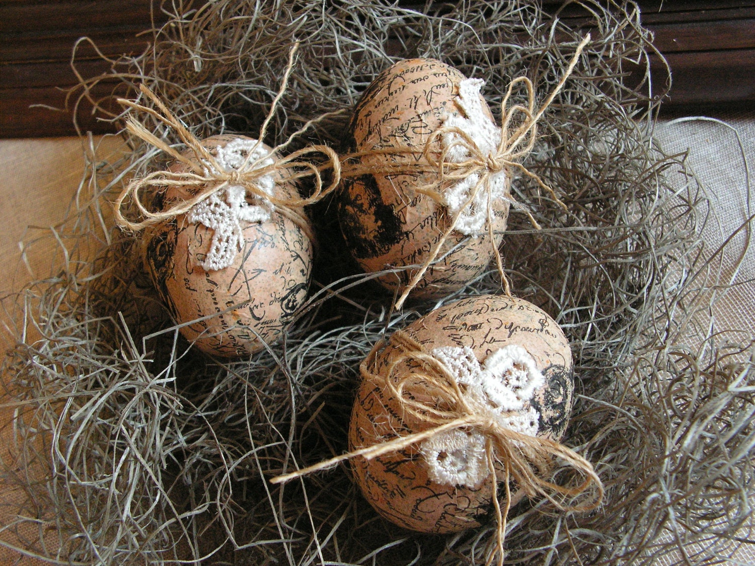 Rustic Easter eggs set of 3.