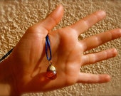 SALES! 50% OFF! Marble Pendant, Vintage, Orange, Bohemian Chic