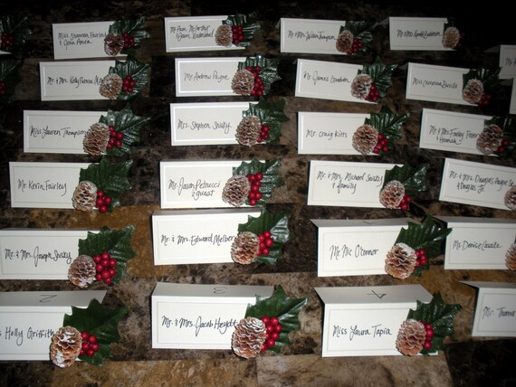 Items similar to Custom Winter/Christmas Table Place card w/Hand