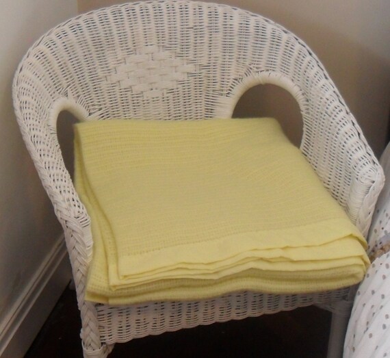 Vintage Acrylic yellow lemon Blanket Satin Binding single twin