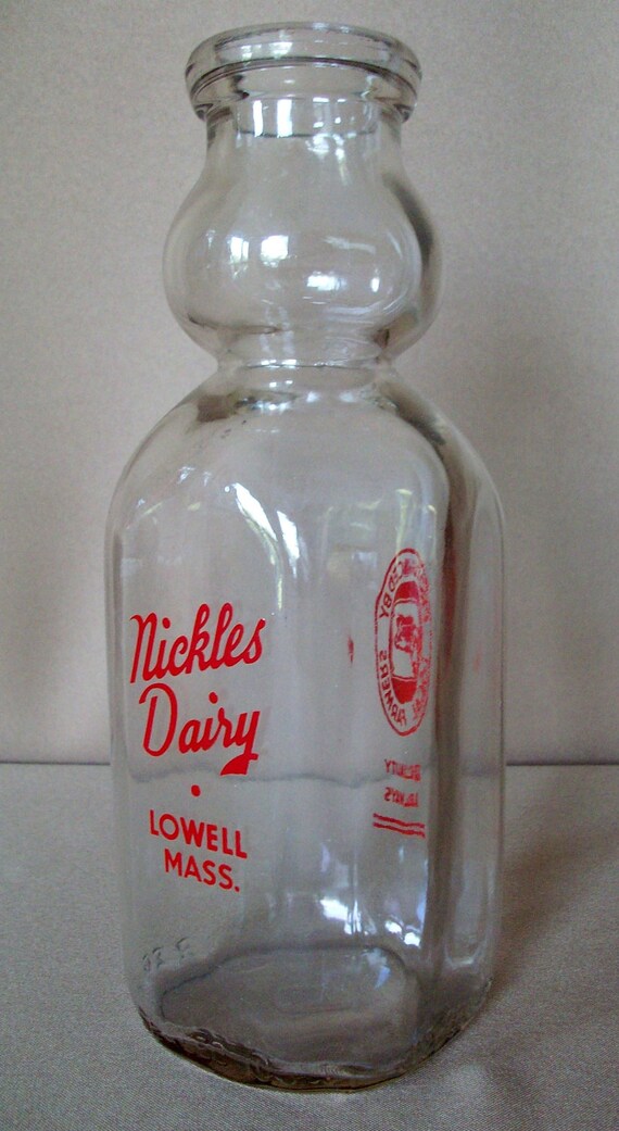 1957 Cream Top Milk Bottle by VintageDoorBoutique on Etsy