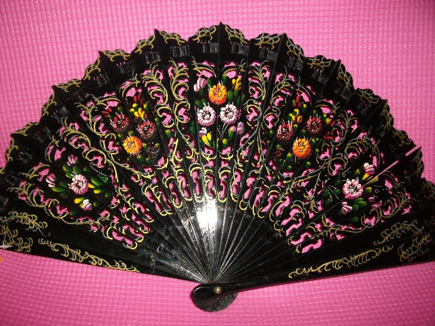 Vintage Spanish Flamenco Fan Made From Wood.