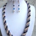 pearl and sapphire necklace and earring set ,blue and white necklace, wedding jewelry set