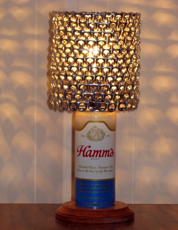 Vintage Hamm's Beer Can Lamp With Pull Tab Lampshade The
