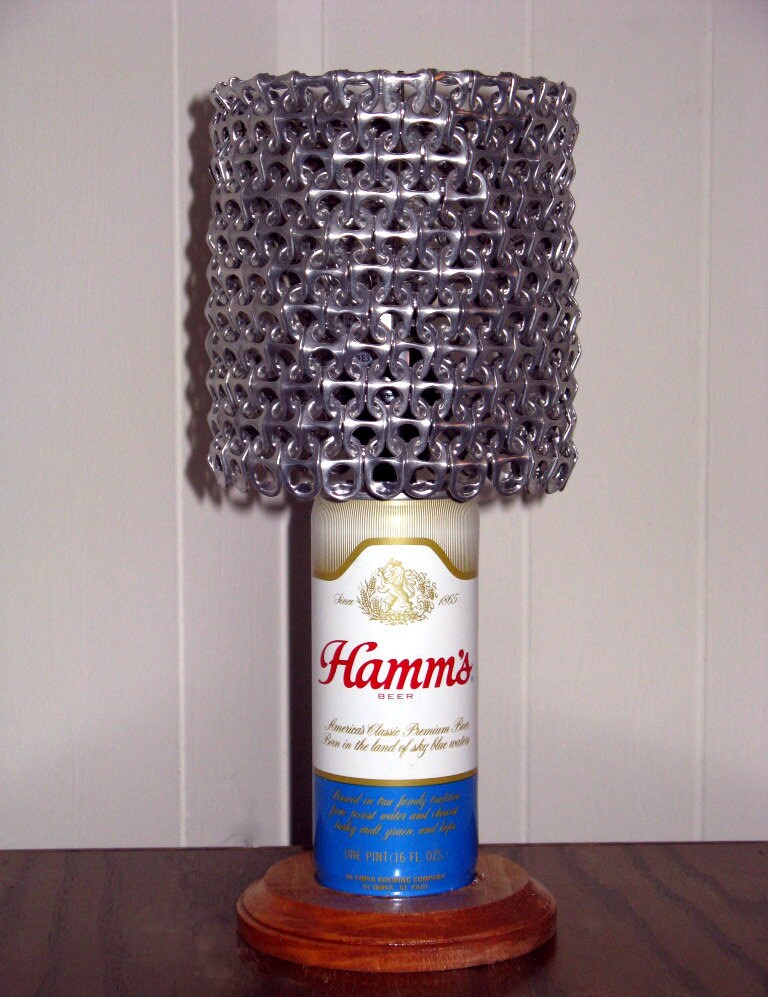 Vintage Hamm's Beer Can Lamp With Pull Tab Lampshade The