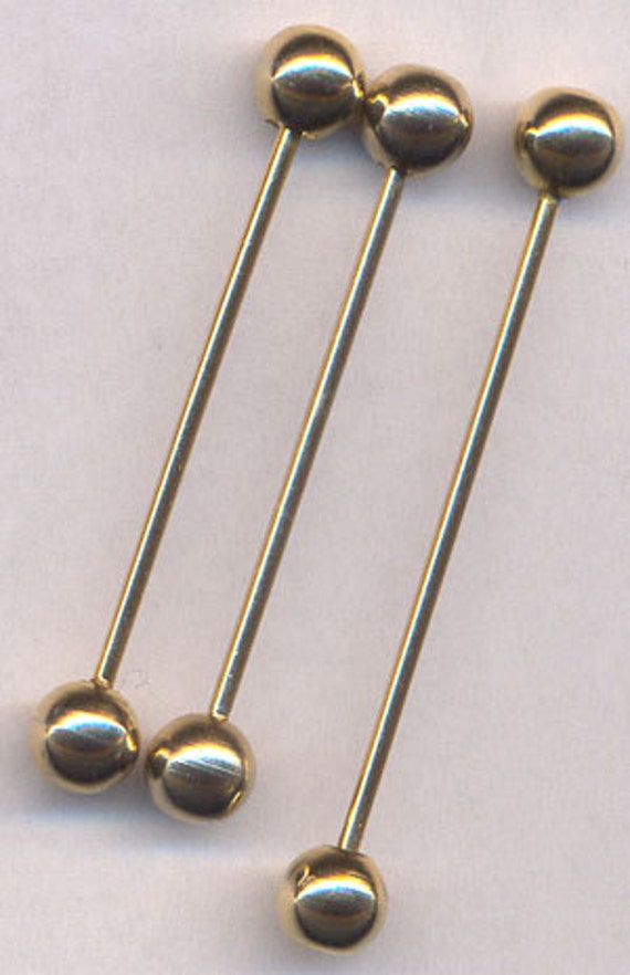 Vintage XL Retro Gold ORB/BARBELL Tie/Collar Bar/Pin...Three