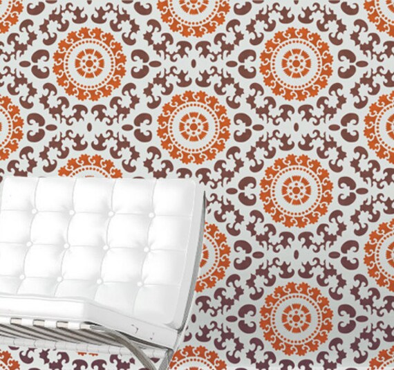Wall Stencil Suzani Mexican Pattern Wall Room by OMGstencils