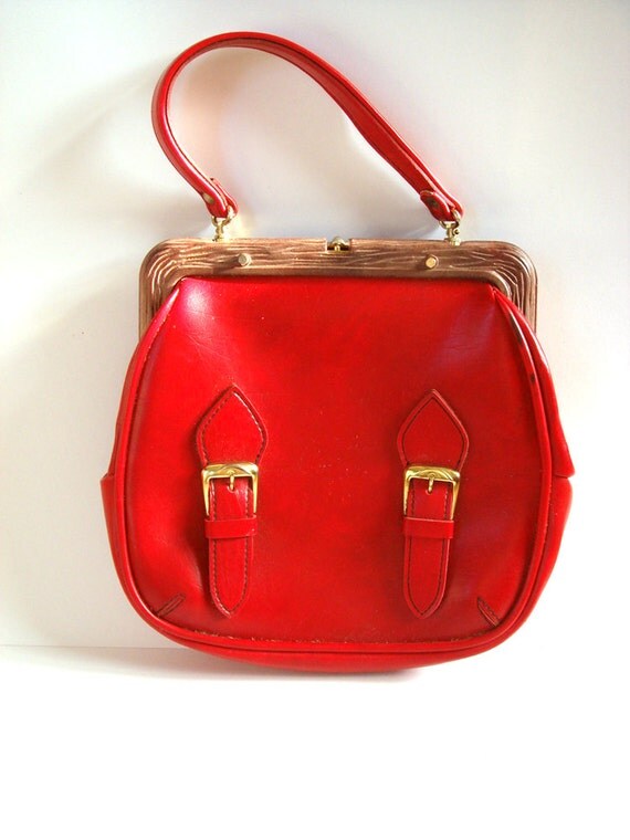 Items similar to Red Leather Purse, bag, soviet accessory, vintage on Etsy