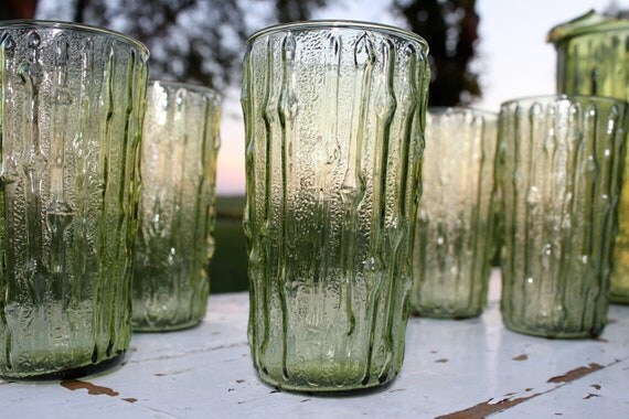 Vintage Green Drinking Glasses By Quailroaddrygoods On Etsy 4034