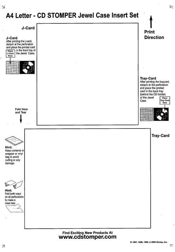 Avery CD Stomper CD Jewel Case Insert Cards A4 50 Sheets 50