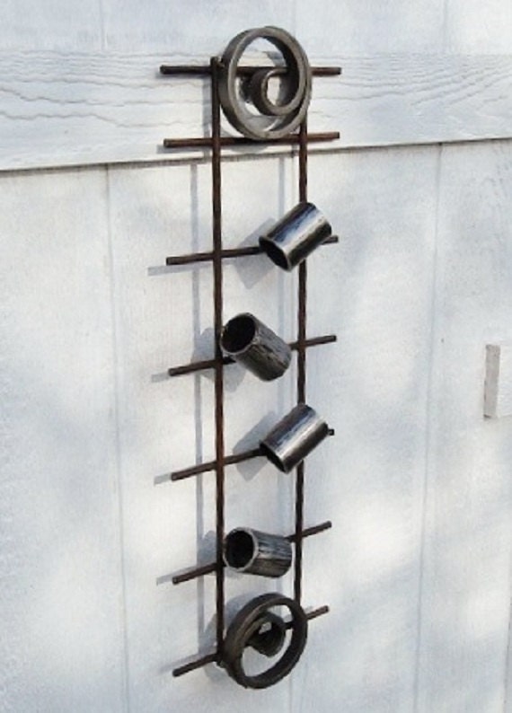 Handcrafted welded steel wine rack
