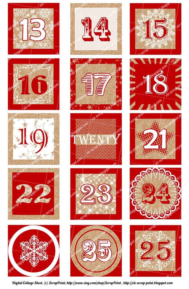 Printable DECEMBER DAILY NUMBERS red 3 2 1.5 or 1 by ScrapPoint