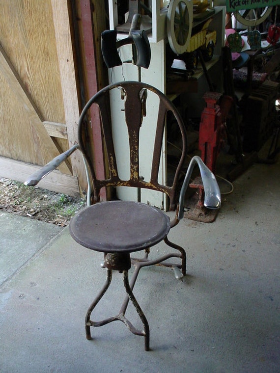 Vintage Metal Medical Chair Tattoo Dentist