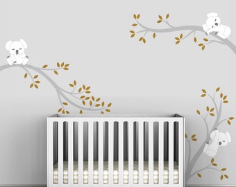Kids Gold Wall Decal Baby Chic Classic Modern Room Decor - Koala Tree Branches by LittleLion Studio