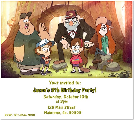 Items similar to Gravity Falls birthday invitations on Etsy