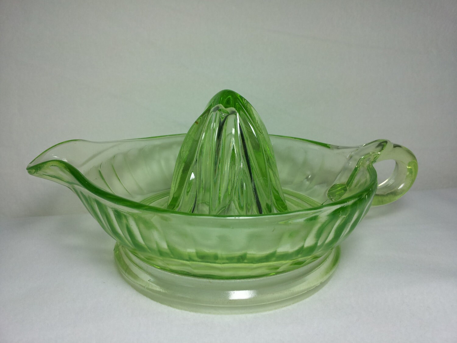 Vintage Green Depression Glass Juice Reamer by AntiquesToPresent