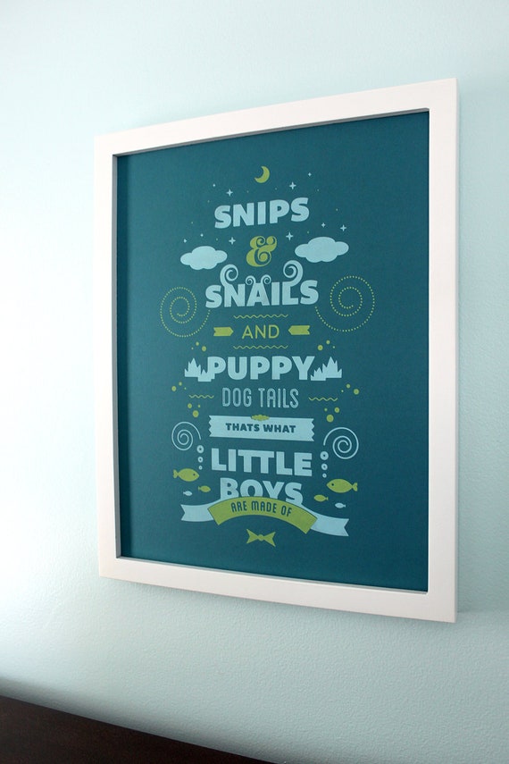 Items similar to Snips & Snails Little Boys Nursery Rhyme (Teal) on