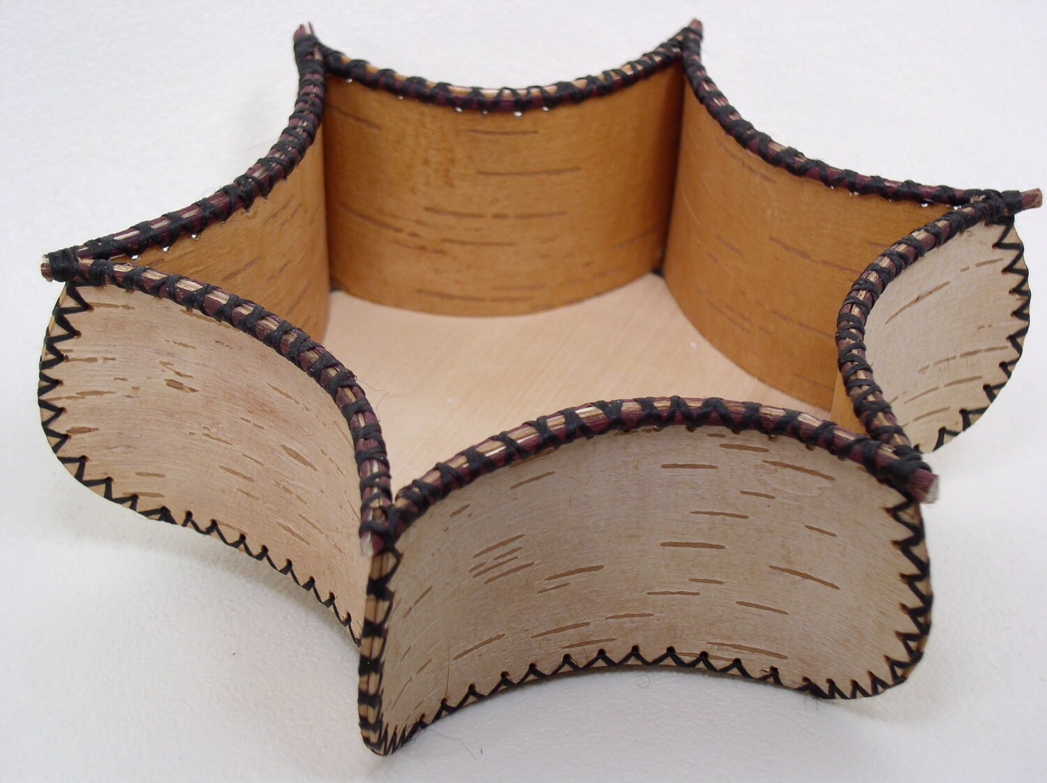 Natural paper Birch Bark Basket in a Hexahedron by WowWeeCreations