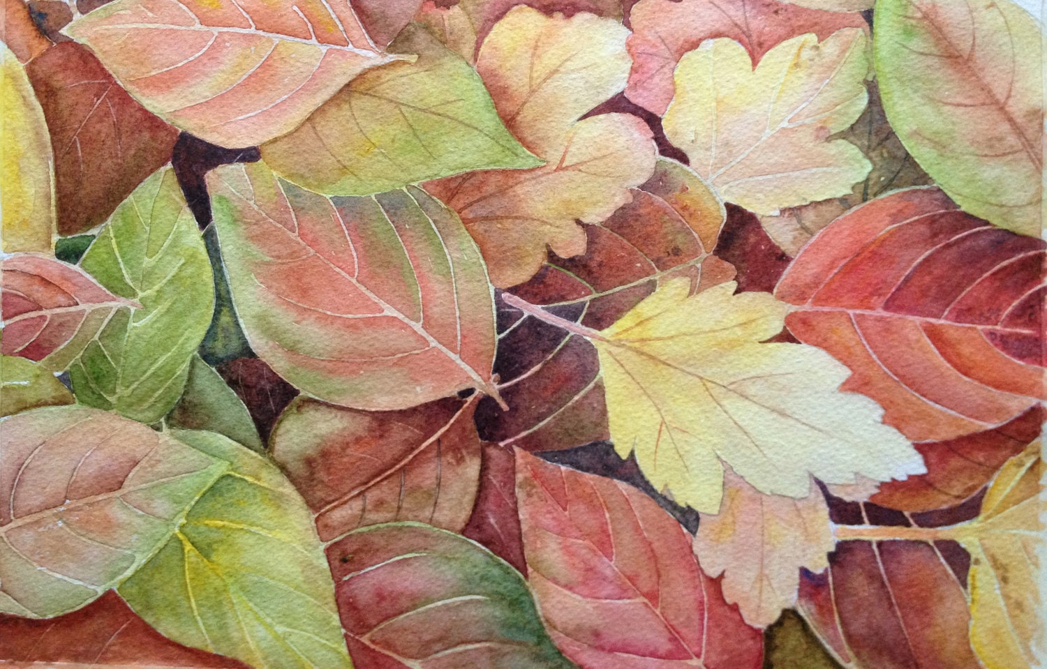 Фон осенние листья акварель