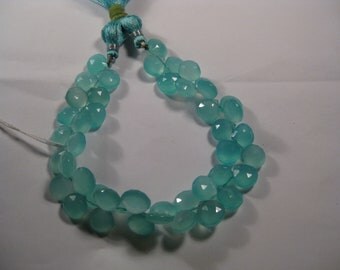 40 ea. AAA Aqua Chalcedony Faceted Heart Briolettes 10X10mm