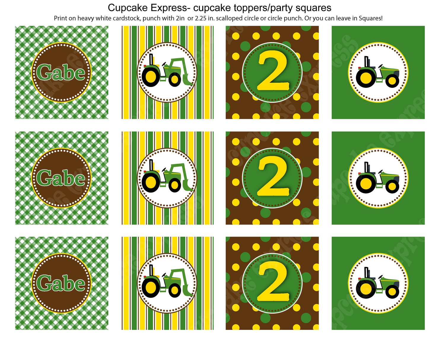 This is a photo of Canny John Deere Cupcake Toppers It's just an image of Canny John Deere Cupcake Toppers