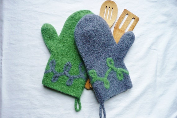 Handmade Felted Oven Mitt