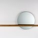 Rise/Set Mirror, 18" round mirror and solid wood shelf, Mirror on Right Side